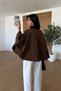 Brown Velvet Collar Lined Cape Trench Coat - 20288 - 7