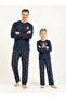 Father&Son Long Sleeve Navy Blue Printed Pajama Set (Father and Child Sold Separately) (Socks as a Gift) - 3