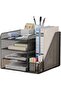 Beckbis Modern Style Black Mesh Desk Organizer Compact Mesh Material with Three Layers and File Holder