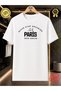 Unisex Paris Text Printed Oversize 100% Cotton Crew Neck White T-Shirt