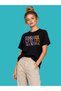 Unisex Colorful Manifest Energy Printed Women's Silhouette Oversize Cotton Black T-Shirt - 2