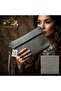Genuine Lambskin Patterned Design Clutch Handbag with Removable Strap 20X13 cm