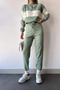 High Collar Stripe Blocky Tight Knit Top and Bottom Knitwear Tracksuit Set - 3