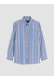 Ozmarka New Season Blue Regular Fit Striped Oxford Men's Shirt - 4