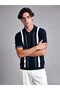 Rmz Gi̇yi̇m Farkiyla Devrik Roba Collar Striped Men's Knitwear Sweater