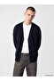 Ozmarka New Season Navy Blue Regular Fit V-Neck Men's Knitwear Cardigan
