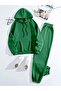 Basic Thick Winter Sweatshirt Sweatpants Jogger - Nefti Green Top and Bottom Tracksuit Set with Hood