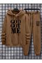 3 Thread God Got Me Sweatshirt Sweatpants Jogger - Brown Printed Bottom Top Sweatpants Set Hooded - 3