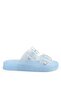Women's Light Blue Jelly Slippers Transparent Double Buckle Summer Beach Slippers Bno-1006