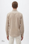 Men's Beige 100% Cotton Slim Fit Slim Fit Buttoned Collar Seersucker Patterned Shirt - 6