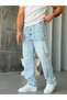 Pocket Detailed Snow Wash Baggy Denim Pants-W - 4