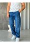Blue Baggy Jeans with Stripe Detail-W - 2