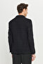 Men's Black Wool Slim Fit Mono Collar Plaid Patterned Blazer Jacket - 5