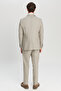 Men's Beige Wool Slim Fit Double Breasted Suit with Swallow Collar and Flap Pockets - 8