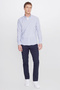 Men's White-Navy Blue Cotton Tailored Slim Fit Button-Down Collar Dobby Shirt - 2