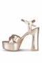 4104 Mg Cross Gold Platform Heeled Evening Dress Women's Shoes - 4
