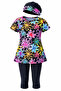 Short Sleeve Top and Bottom Girls' Swimsuit 4424 Black - 4