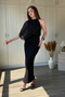 Elegant Flowy Maxi Dress with Sleeve Detail - 5