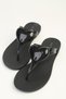 Women's Black Jelly Flip Flops with Black Heart Detail