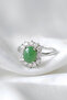 Aventurine Natural Stone Ring Vintage Design Elegant Ring with Zircon Detail - 2