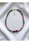 Murano Glass Strawberry Figured Dalmatian Jasper Natural Stone & Fruit Pendant - 3