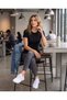 Women's Crew Neck Short Sleeve Blouse T-Shirt - 3