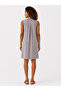 Women's Light Gray V-Neck Sleeveless Casual Fit Dress with Pockets - 5