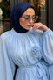 Floral Detailed Balloon Sleeve Tunic Tsd260264 Blue - 2