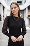 Basic Crew Neck Women's Knitwear Sweater with Lace Cuffs - 3