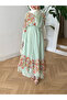 Printed Lace Detailed Dress with Tunnel-Lined Waist - 2