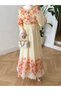 Printed Lace Detailed Dress with Tunnel-Lined Waist - 3