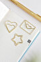 Set of 9 Heart Shaped Metal Paper Clips - Gold - 8
