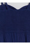 Navy Blue Heart Collar Embroidered Peplum Blouse - 8