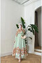 Printed Lace Detailed Dress with Tunnel-Lined Waist - 3