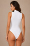Women's Turtleneck Sleeveless 95% Cotton Stretchy Bodysuit 7-Pack White - 5