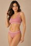 Women's Padded Cotton Camisole Bustier Panties Set 2-Piece Black-Dry Rose - 6
