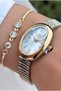 New Season Oval Case Gold Color Women's Wristwatch - with Bracelet Gift - 3