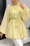Floral Detailed Balloon Sleeve Tunic Tsd260264 Green - 4