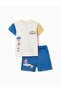 طقم تي شيرت قصير الأكمام، أزرق
