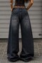 Black Sakura Stonewashed Y2K Unisex Baggy Pants - 3