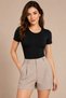 Women's Crew Neck Short Sleeve 95% Cotton Stretch Bodysuit 7-Piece Black - 4