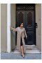 High Collar Belted Long Trench - 4
