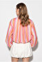 Women's Multi-Colored Stand-Up Collar Zippered Striped Drawstring Detailed Bomber Jacket 3632 60286455 - 7