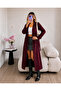 Lined Buttoned Belted Long Trench Coat - 5