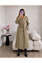 Lined Buttoned Belted Long Trench Coat