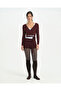 Chestnut Ecovero ™ Viscose Long Sleeve Waist-Tie Wrap Crop Blouse - 6