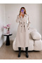 One-Shoulder Cloak Long Trench Coat with Buttoned Belt