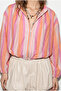 Women's Multi-Colored Stand-Up Collar Zippered Striped Drawstring Detailed Bomber Jacket 3632 60286455 - 6