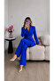Eyelet Belted Jacket and Trousers Double Blazer Suit - 2
