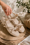 Women's Gold Color Ring Detailed Casual Sporty Stylish Sandals, Cream Casual Sandals - 4